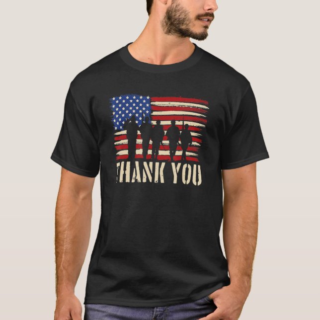 Patriotic American Flag Thank You Veterans Day USA T-Shirt (Front)