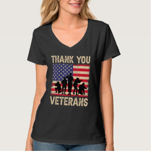 Patriotic American Flag Thank You Veterans For Men T-Shirt