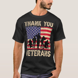 Patriotic American Flag Thank You Veterans For Men T-Shirt