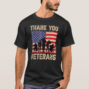Patriotic American Flag Thank You Veterans For Men T-Shirt