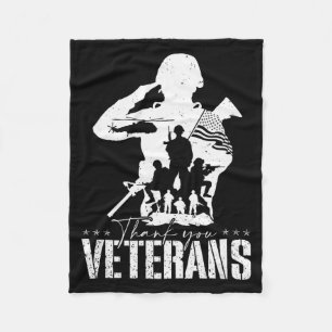 Patriotic American Flag Thank You Veterans Men Wom Fleece Blanket