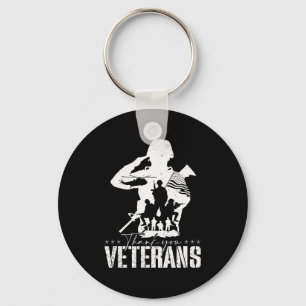 Patriotic American Flag Thank You Veterans Men Wom Key Ring