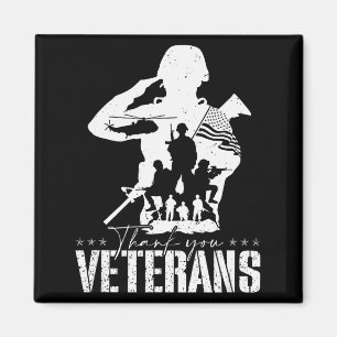 Patriotic American Flag Thank You Veterans Men Wom Magnet