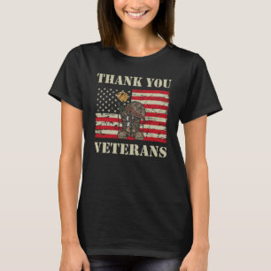 Patriotic American Flag Thank You Veterans Men Wom T-Shirt