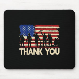 Patriotic American Flag Thank You Veterans Mouse Mat