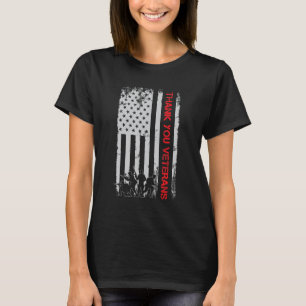 Patriotic American Flag Thank You Veterans Tee For