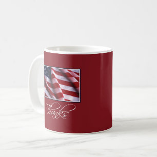 Patriotic American Flag Thanks in Red Coffee Mug