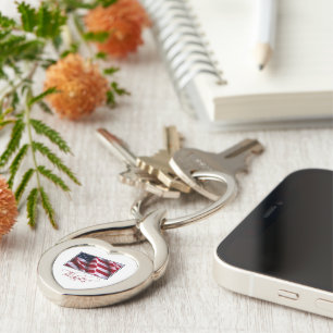 Patriotic American Flag Thanks in Red Key Ring