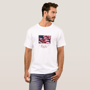 Patriotic American Flag Thanks in Red T-Shirt