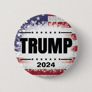 Patriotic American Flag Trump 2024 6 Cm Round Badge
