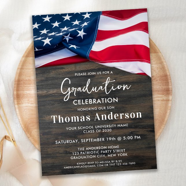 Patriotic American Flag US Military Graduation Invitation (Creator Uploaded)
