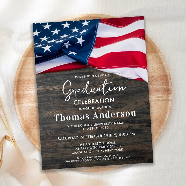 Patriotic American Flag US Military Graduation Invitation Postcard (Creator Uploaded)