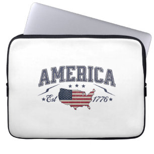 Patriotic American Flag USA Est 1776 4th of July A Laptop Sleeve