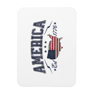 Patriotic American Flag USA Est 1776 4th of July A Magnet