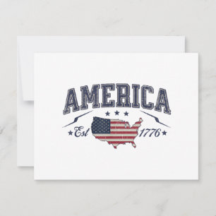 Patriotic American Flag USA Est 1776 4th of July A Thank You Card