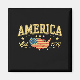Patriotic American Flag USA Est 1776 4th of July Magnet