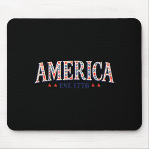 Patriotic American Flag USA Est 1776 4th of July Mouse Mat