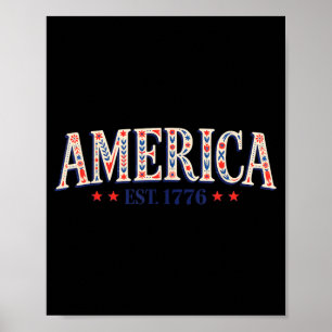 Patriotic American Flag USA Est 1776 4th of July Poster