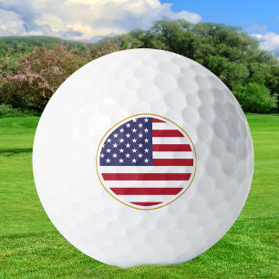 Patriotic American Flag & USA Golf Balls / Gold