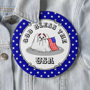Patriotic American Flag USA Maltese Dog - Cute 6 Cm Round Badge