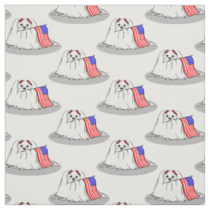 Patriotic American Flag USA Maltese Dog - Cute Fabric