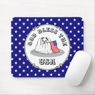 Patriotic American Flag USA Maltese Dog - Cute Mouse Mat