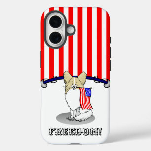 Patriotic American Flag USA Papillon (lemon) Cute iPhone 16 Case