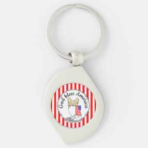 Patriotic American Flag USA Papillon (lemon) Cute Key Ring