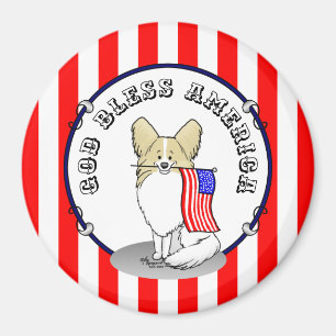 Patriotic American Flag USA Papillon (lemon) Cute Magnet