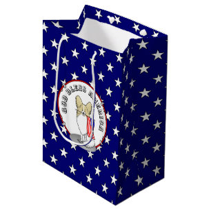 Patriotic American Flag USA Papillon (lemon) Cute Medium Gift Bag