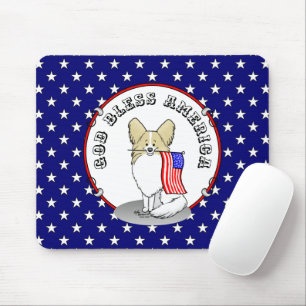 Patriotic American Flag USA Papillon (lemon) Cute Mouse Mat