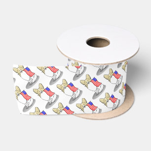 Patriotic American Flag USA Papillon (lemon) Cute Satin Ribbon