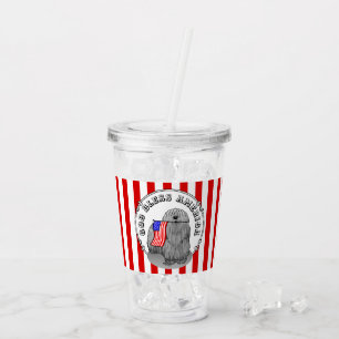 Patriotic American Flag USA Puli Dog (grey) Cute Acrylic Tumbler