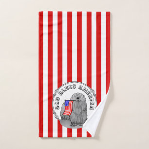 Patriotic American Flag USA Puli Dog (grey) Cute Bath Towel Set