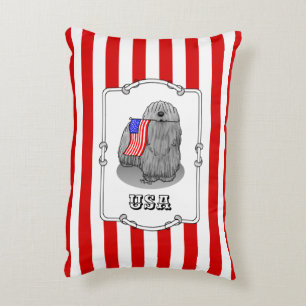 Patriotic American Flag USA Puli Dog (grey) Cute Decorative Cushion