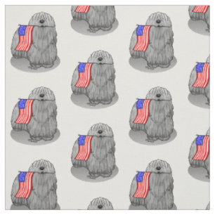 Patriotic American Flag USA Puli Dog (grey) Cute Fabric