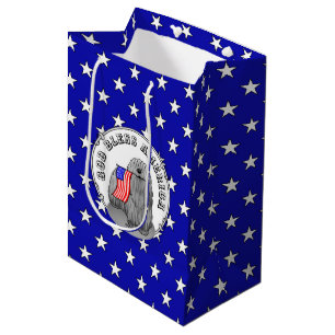 Patriotic American Flag USA Puli Dog (grey) Cute Medium Gift Bag