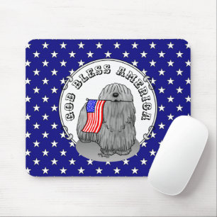 Patriotic American Flag USA Puli Dog (grey) Cute Mouse Mat