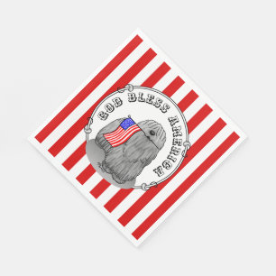 Patriotic American Flag USA Puli Dog (grey) Cute Napkin