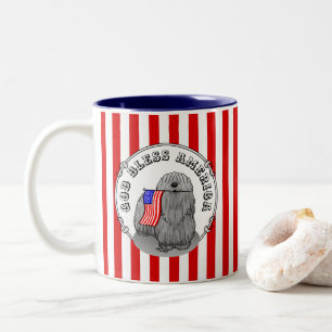 Patriotic American Flag USA Puli Dog (grey) Cute Two-Tone Coffee Mug