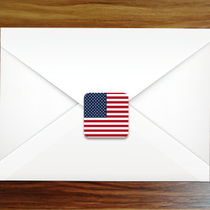 Patriotic American Flag USA Square Sticker