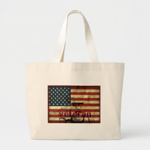Patriotic American Flag Veteran Canvas Tote