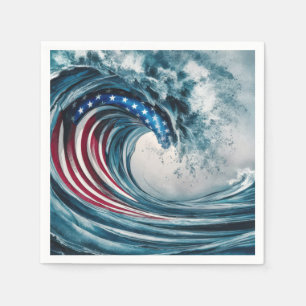 Patriotic American Flag Wave Napkin