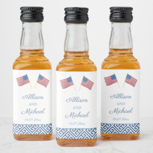 Patriotic American Flag Wedding Favour Liquor Bottle Label