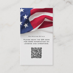 Patriotic American Flag Wedding QR code Details Enclosure Card
