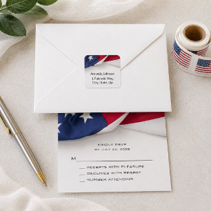 Patriotic American Flag Wedding  Square Sticker