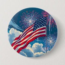 Patriotic American Flag with Fireworks – 4th July