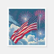 Patriotic American Flag with Fireworks – 4th July