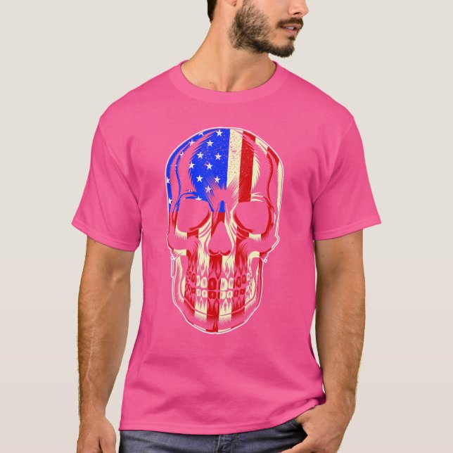Patriotic American Flag with Skull Bundle for Men  T-Shirt (Front)