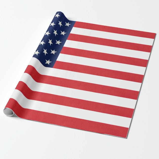 Patriotic American Flag  Wrapping Paper (Unrolled)